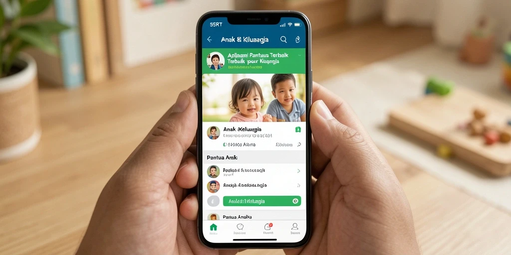 Antarmuka praktis aplikasi 55RT untuk memantau anak.