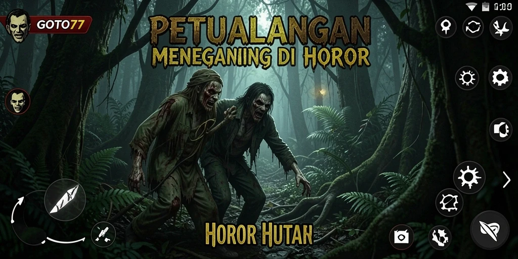 Antarmuka permainan GOTO77 yang menampilkan suasana hutan horor.