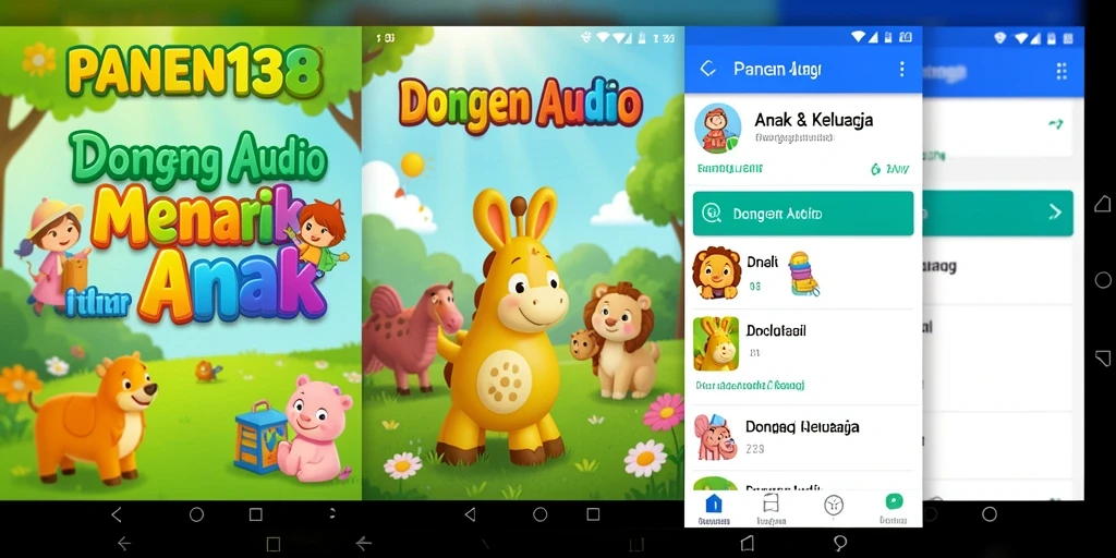 Antarmuka pengguna aplikasi Dongeng Audio yang menarik dan mudah digunakan.