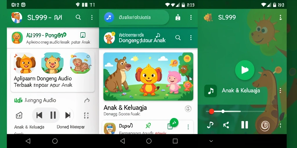 Tampilan antarmuka SL999 yang menarik untuk dongeng audio.