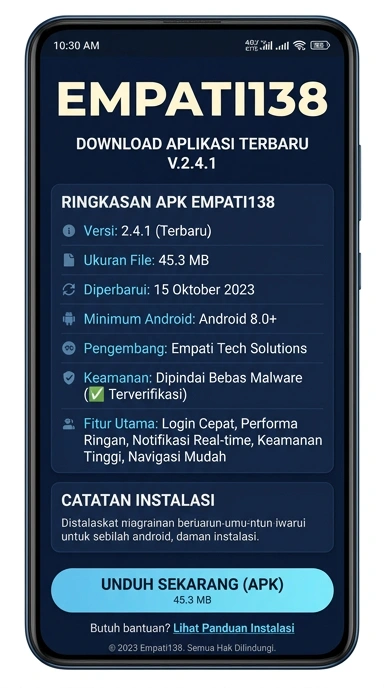Tampilan halaman APK empati138
