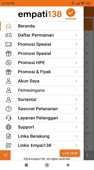 Tampilan kanal resmi empati138