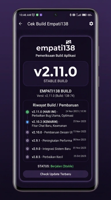 Tampilan riwayat versi empati138